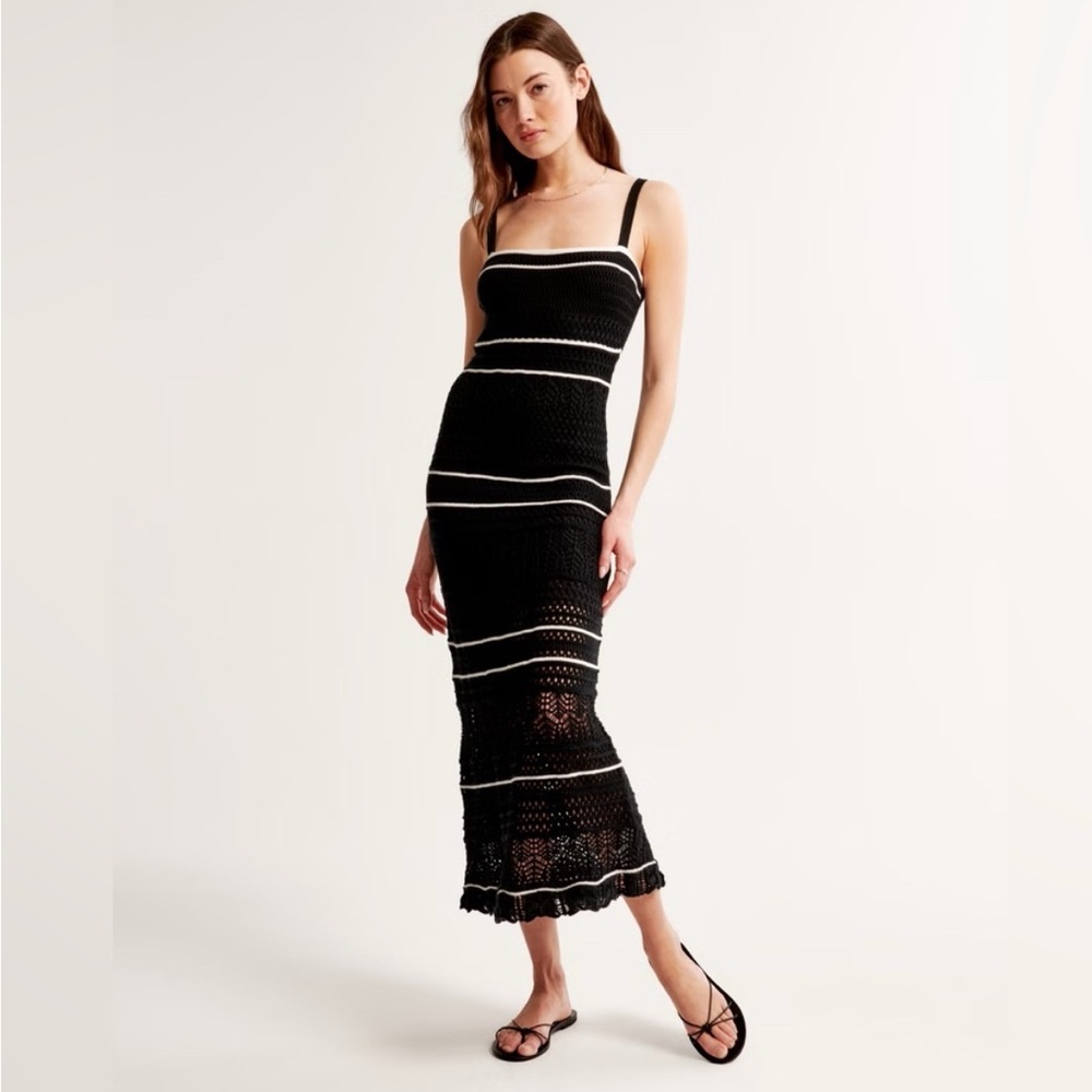 Abercrombie & Fitch Black and White Chrochet Maxi Dress